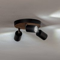 Envostar Tino downlight 3-bulb round black/wood