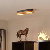 Lindby spot LED Joren, bois, 38 x 16 cm, à 2 lampes, 3.000 K