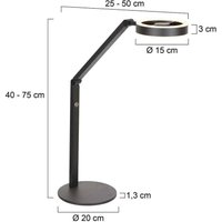 Steinhauer Lampe de table LED Ringlux, noir, métal, réglable