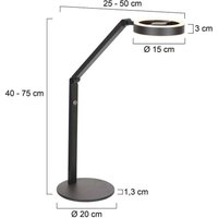 Steinhauer LED-bordslampa Ringlux, svart, metall, justerbar