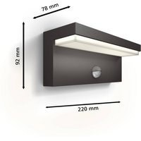 Philips LED utomhusvägglampa Bustan UE, sensor, 4 000 K
