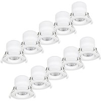 Prios LED-inbyggnadslampa Shima, vit, 7W, 3000K, 10st, dimbar