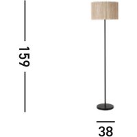 Searchlight Meadow floor lamp, black, brown, natural fibre, steel