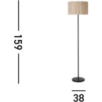 Searchlight Golvlampa Meadow, svart, brun, naturfiber, stål