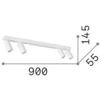 Ideallux Ideal Lux spot pour plafond Profilo, noir, à 4 lampes, métal