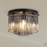 Loftlampe Swizzle, sort/røgfarvet, Ø 32 cm, glas/metal