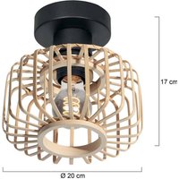 Steinhauer Taklampa Bloeba, Ø 20 cm, trä, natur, E27