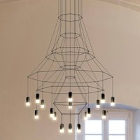 LED-pendellampa Vibia Wireflow, svart, 279 cm