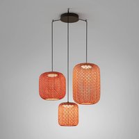 Bover Nans S/3L LED-hänglampa, 3 lampor, röd