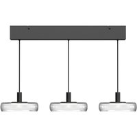 Maytoni FLOAT LED hanging light, clear/black, 3-bulb, 68 cm, glass/metal