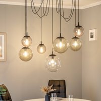 TK Lighting Esme pendellampa, glas, multicolor, 7-ljus, decentraliserad