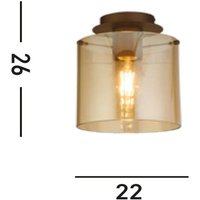 Searchlight Plafonnier Sweden, moka/ambre, 1 lampe, acier, verre