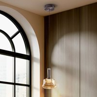 Schuller Valencia LED-hänglampa Scarlett, bärnstensfärgad, Ø 18 cm, glas