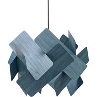 LZF Pendellampe Escape, blau/nickelfarben, Ø 30 cm, Holz