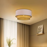 Duolla Boho ceiling light, rattan, fabric, beige/white