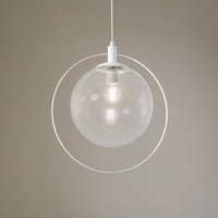 ALDEX Aura pendant light, white, metal, glass, clear, E27