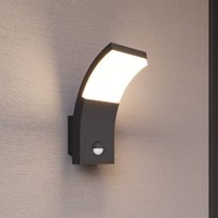 Lucande LED-vägglampa Timm, sensor, 20cm, antracit, IP54