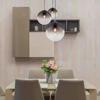 Globo Varus hanging light, smoke grey, Ø 51 cm, glass, 3-bulb.