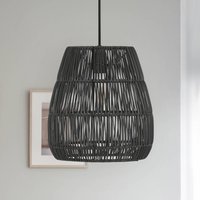PR Home Saigon pendant light, rattan look, black, Ø 38 cm