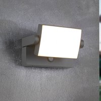 Trio Lighting KANSAS anthracite LED sensor outdoor wall lamp, width 20 cm, IP54