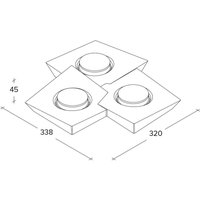 TECNICO by Sforzin Anchise taklampa, 3 lampor, 32 cm lång, vit, gips, GX53