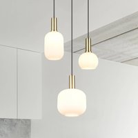 Trio Lighting Diva pendant light, 3-bulb, brass-coloured, opal, glass, metal