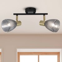 Näve Taklampa Lindita, 2 lampor, glas, rökgrå, E14