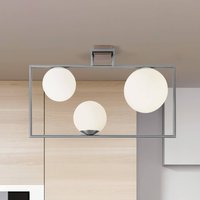 miloox by Sforzin Buble ceiling light, steel-coloured, 3-bulb, glass