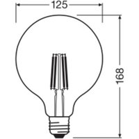 OSRAM LED-filamentlampa Globe G125 E27 7,2W Filament 2,700K