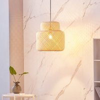 Lindby Venora hänglampa, Ø 40 cm, ett plan, bambu, E27