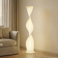Lucande LED-golvlampa Novelle, vit, CCT, höjd 137 cm, Ø 29 cm