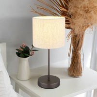 Globo Bordslampa Thea, krämvit/matt svart, linne, höjd 37 cm