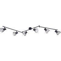 Lindby Deckenleuchte Piena, schwarz, 6-flg., Metall, 150cm