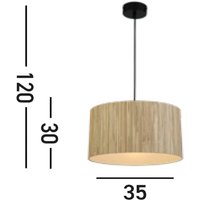 Searchlight Suspension Meadow, brun, noir, fibre naturelle, acier