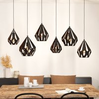 EGLO Carlton 1 hanging light 6-bulb, black and copper