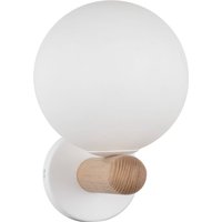Wandleuchte Estera, weiß/holzfarben, Glas, Ø 12 cm, G9