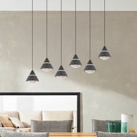 Trio Lighting Romeo LED hanging light, length 75 cm, black, metal, 6-bulb.