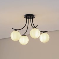 EMIBIG LIGHTING Plafonnier Boston, noir/opale, à 4 lampes