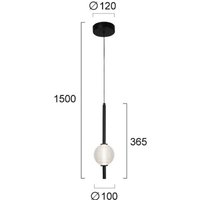 Viokef Abeona LED hanging light, Ø 10 cm, black/clear, metal/glass