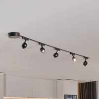 Lindby Lumaro track lighting system,5-bulb,black,Ø6cm,48V,dimmable