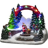 LED-Dekoleuchte Santa und Kinder, mit Musik