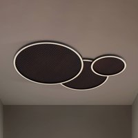 Lucande LED-taklampa Orven, svart/trä, 80 cm, dimbar