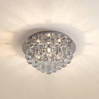 Lampa sufitowa Lindby Antonino, 4-punktowa, chrom, kryształ, 35cm