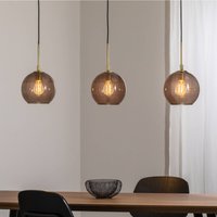 Argon Dulce hänglampa, rökgrå/svart, glas, 3 lampor