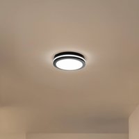 Milagro Lighting Marlon LED ceiling light, Ø 22 cm, black, plastic, IP54