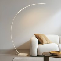 Lindby LED-bågformad golvlampa Kendra, vit, aluminium, höjd 180cm