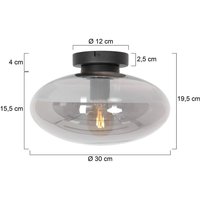 Steinhauer Reflexion taklampa, Ø 30 cm, glas, svart/rökgrå