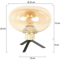 Steinhauer Bordslampa Reflexion, Ø 22 cm, mässingsfärgad, glas