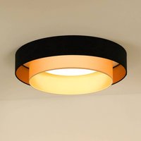 Duolla LED-taklampa Luneta Samt svart/guld, Ø 60 cm 3-stegs dimbar