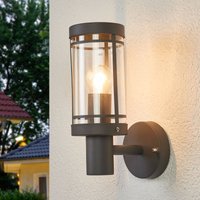 Lindby Djori outdoor wall lamp, 28 cm, anthracite, stainless steel, E27